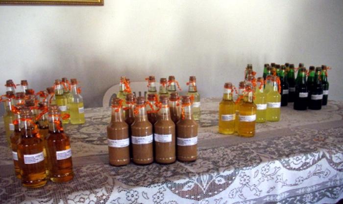 Licores feito pelos os alunos - licor de: pequi, hortelâ, laranja, manga, canela, tangerina, limão, leite, abacaxi, chocolate, cachaça, maracujá, etc